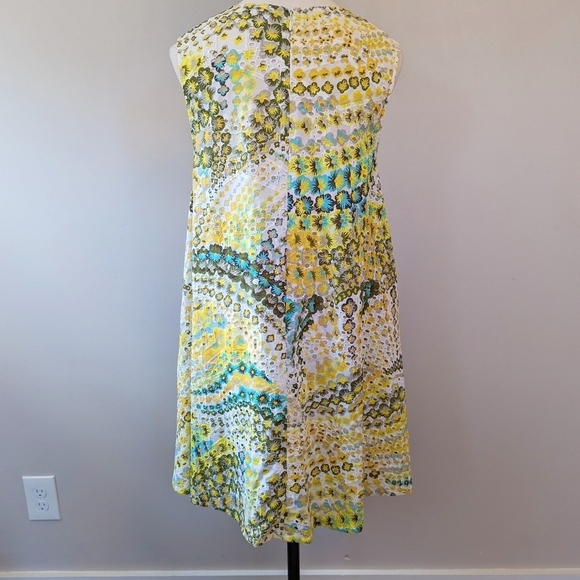 MSGM Eyelet Patchwork Floral Trapeze Mini Dress Sun Dress 70s Mod - Picture 4 of 14